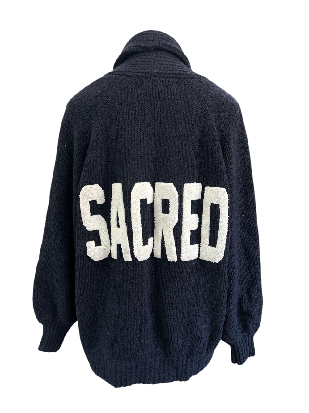 Spiritual gangster Kiki wool sacred oversized cardigan, size medium/large navy